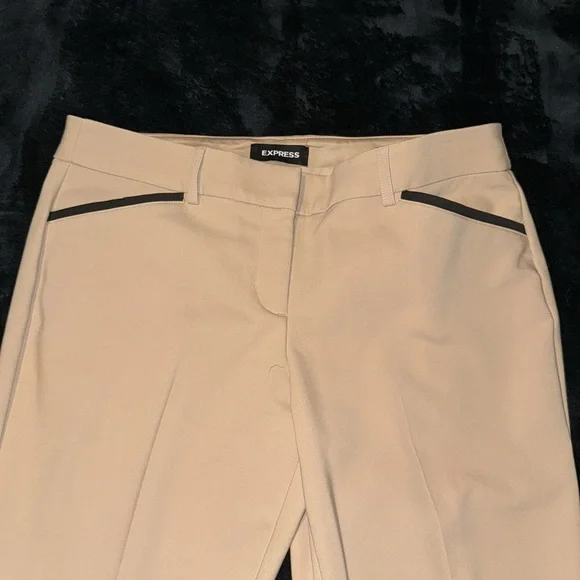 8R Express tan dress pants with black accents EUC - Picture 3 of 6